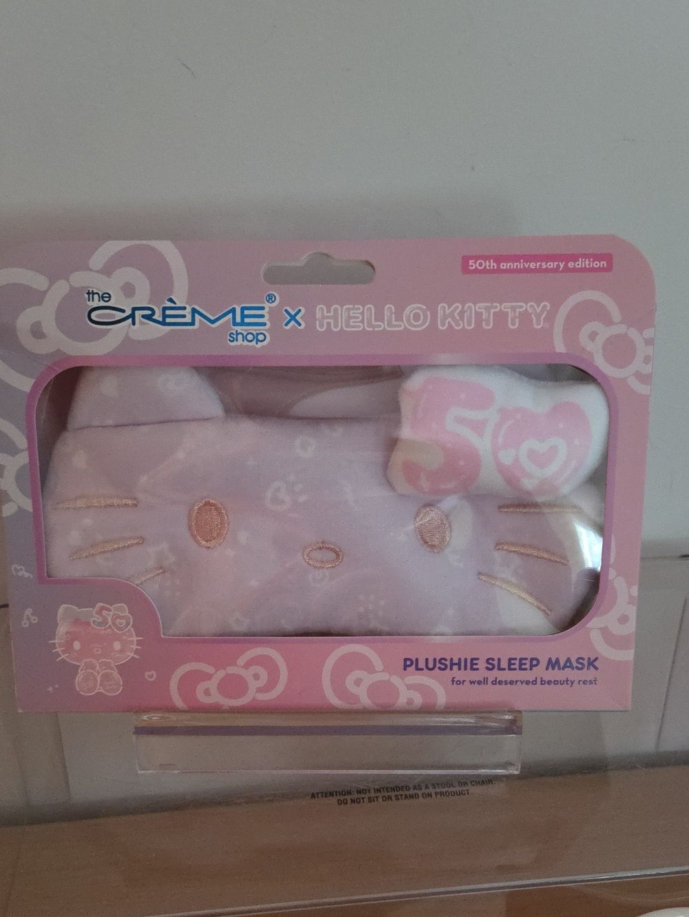 Hello Kitty Plushie Sleep Mask by The Crème Shop - Pink NIP 50th Anniversay